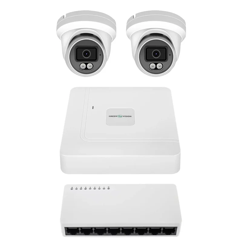 Комплект відеоспостереження GreenVision GV-IP-K-W100/2 6MP на 2 камери