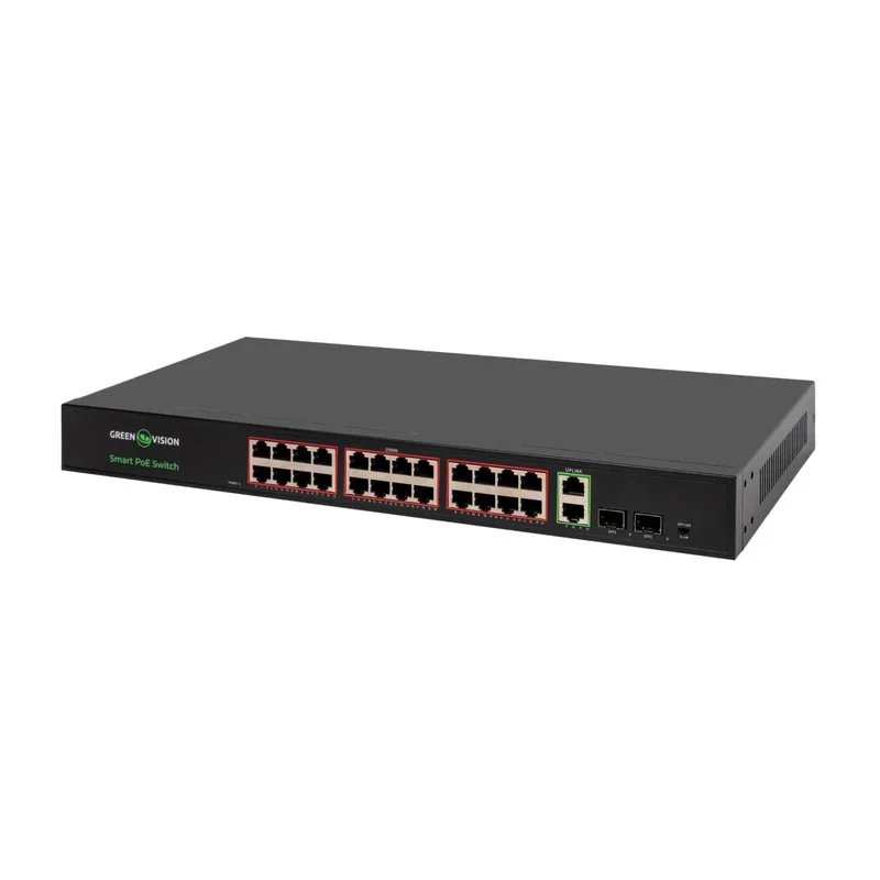 Комутатор мережевий PoE GreenVision GV-023-D-24G+2PG+2SFP