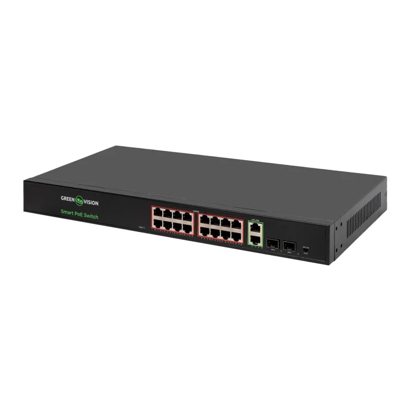 Комутатор мережевий PoE GreenVision GV-022-D-16G+2PG+2SFP
