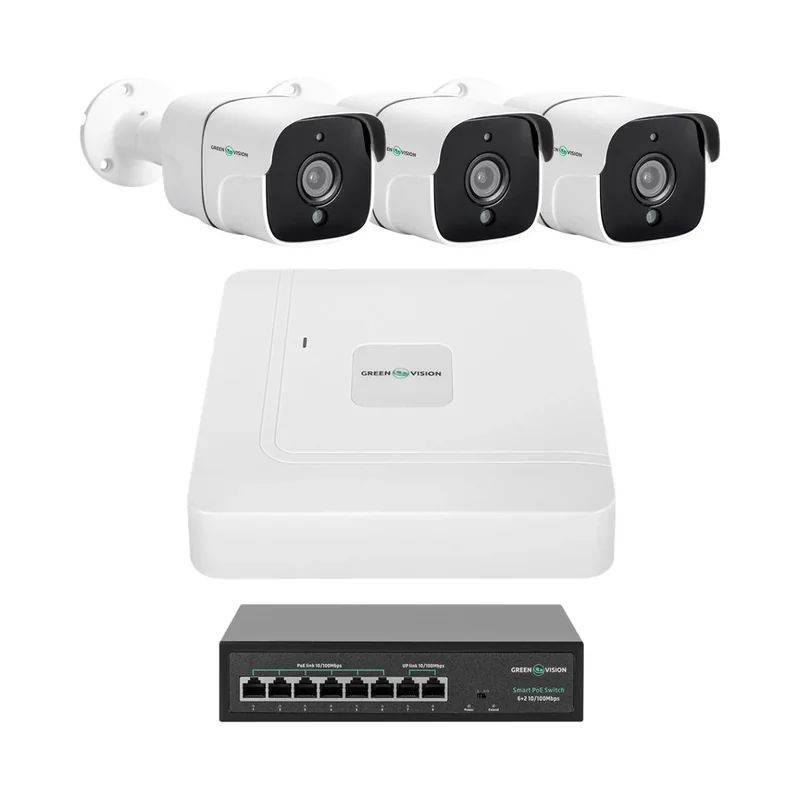 Комплект відеоспостереження GreenVision GV-IP-K-W86/03 5MP на 3 камери