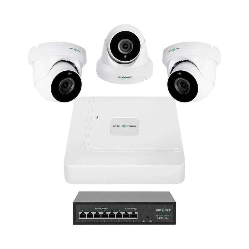 Комплект відеоспостереження GreenVision GV-IP-K-W81/03 5MP, 3 камери