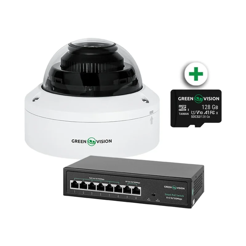 Комплект відеоспостереження GreenVision GV-804 з розпізнаванням облич