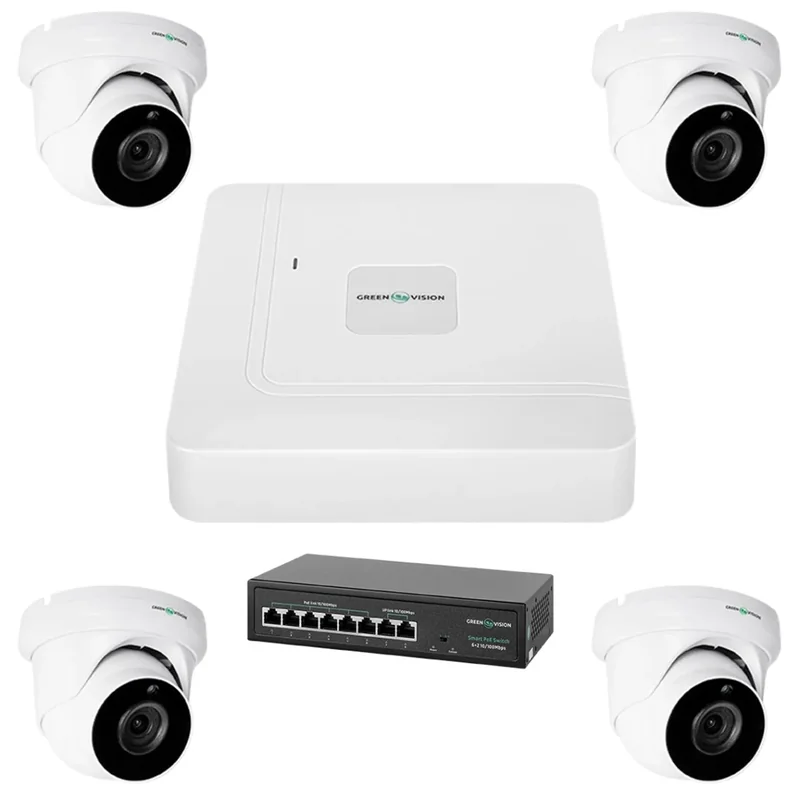 Комплект відеоспостереження GreenVision GV-IP-K-W74/04 5MP на 4 камери